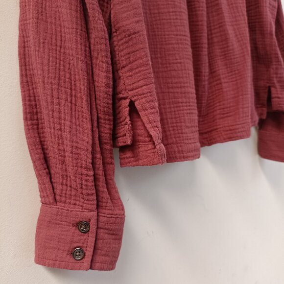 Joe Fresh Cotton Gauze Long Sleeve V Neck Button Shirt, Woman Small - Picture 5 of 8